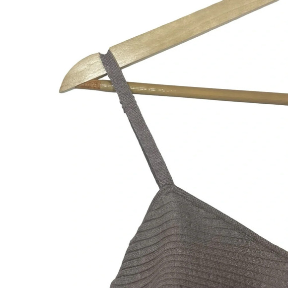 Aqua Ribbed Knit Sweetheart Bustier Crop Top in Mocha Size L - Picture 5 of 10